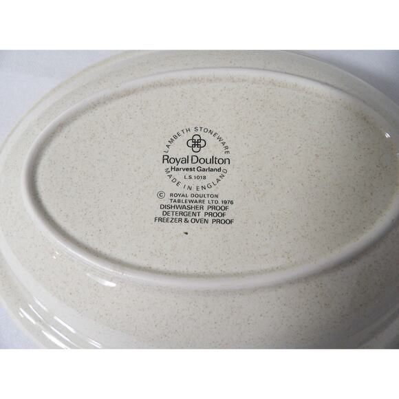 Royal Doulton Harvest Garland Oval Bowl Serving Vegetable Lambeth Stoneware Vtg - Picture 4 of 9